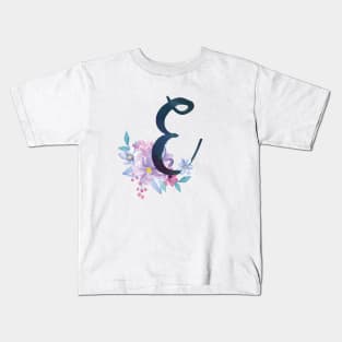 Floral Monogram E Pretty Lilac Bouquet Kids T-Shirt